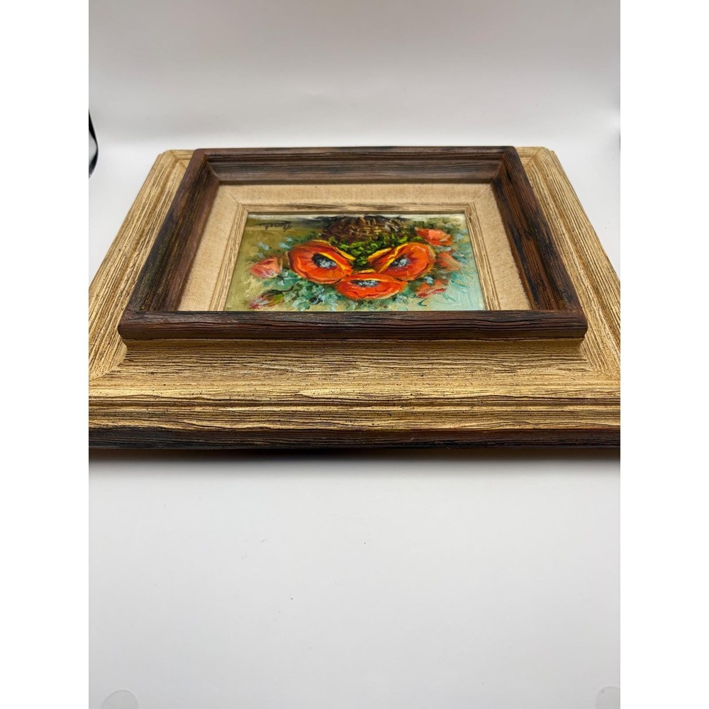 Original Oil Painting Basket O' Poppies Framed Still Life Floral Signed Nora Lee - Picture 11 of 13
